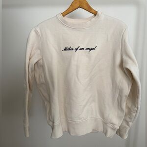 Elegant Cream Women's Crew Neck Embroidered Sweater